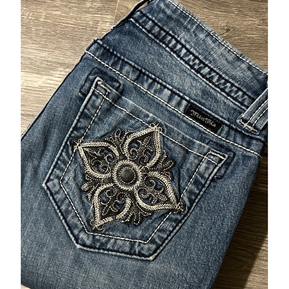 Miss Me Maltese Cross Embroidered Pocket Low Rise Skinny Jeans Size 29 (31x33)